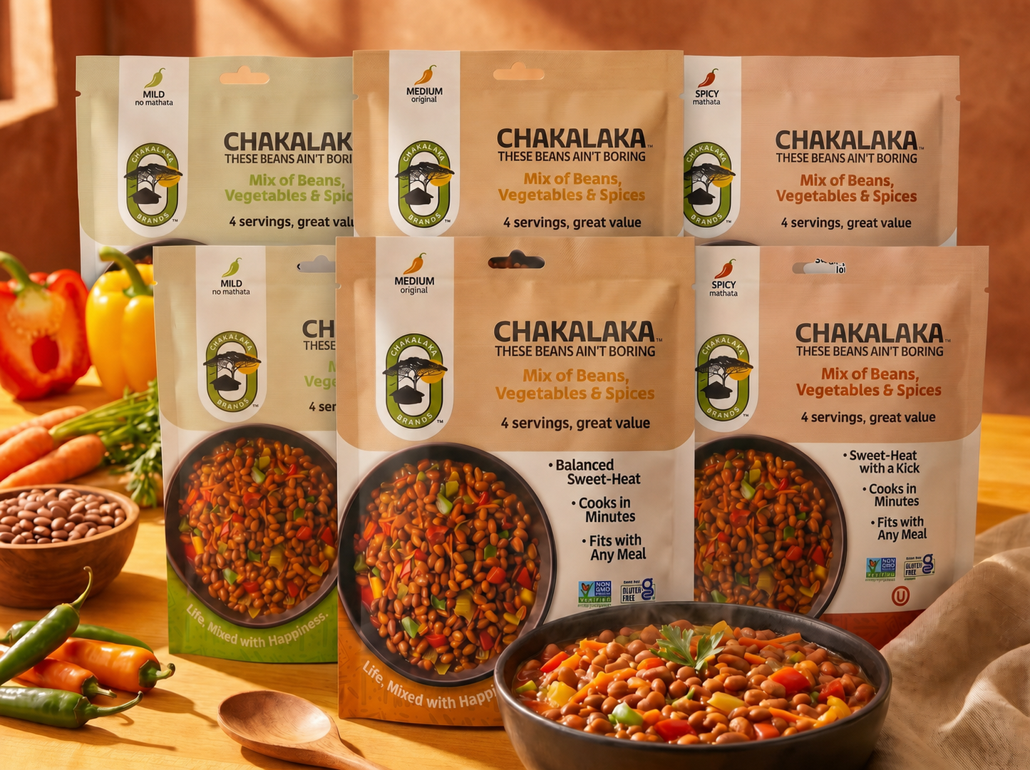 Chakalaka Sampler Pack (2 Mild, 2 Medium, & 2 Spicy)