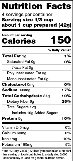 Nutrition Facts - Original – Medium (4 Servings per Package)